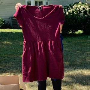 Burgundy skater dress with pockets